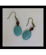 Faux Turquoise Dangle Earrings Vintage E001 - $145.10 MXN