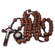 Brown Rosary Beads Decorated with Cross Decor with Order of Saint Benedi... - £11.70 GBP