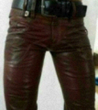Mens Leather Jeans Pants Lederjeans lederhosen zipper motorbike trouser leder - £114.89 GBP