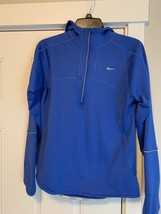 Women&#39;s Nike Dri Fit hoodie Medium M blue EUC excellent pre owned - $25.89