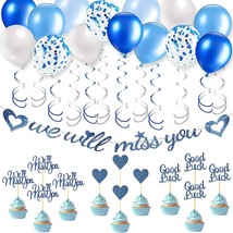 42 Pieces Farewell Party Decorations Supplies, Including Blue Glitter We Will Mi - £20.55 GBP