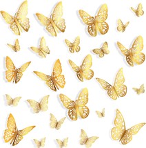 72pcs Gold 3D Butterfly Wall Decor, HKFUON 3 Sizes - £15.18 GBP