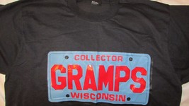 Wisconsin blue collector car license plate GRAMPS grandpa  Men&#39;s t shirt... - £11.07 GBP