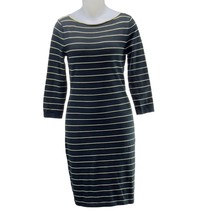 CHAPS Women&#39;s Black/Gold Metallic Striped Cotton Blend Knit Dress Size M - $22.49