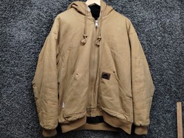 VTG Old Mill Jacket Men XL 6609706 Brown Canvas Workwear Streetwear Hooded Lined - £36.47 GBP
