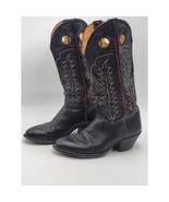 Tony Lama Black Mens Leather Western Boots Size 9.5 D Style 6361 Vintage - $171.19 CAD
