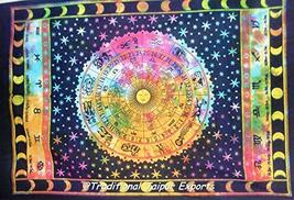 Traditional Jaipur Tie Dye Zodiac Sign Horoscope Poster, Indian Cotton P... - $9.99