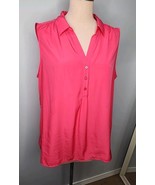 Dana Buchman XXL Tunic Top Pink Sleeveless Blouse Collar V-Neck 3 Button  - $13.45 CAD
