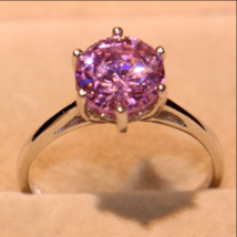 2Ct Round Simulated Pink Sapphire Engagement Ring Band 14K White Gold Plated - $110.89