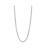 Rhodium Plated Sterling Silver Bezel Cubic Zirconia Curb Chain 16&quot; + 2&quot; ... - $77.00