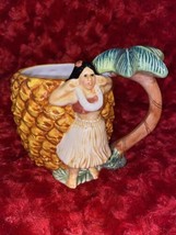 The Sakura Table Pineapple Mug Hula Girl Palm Tree Bar Mug Hawaiian Paul... - $28.04