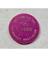 Vintage TJ&#39;s Tavern Good for One Schooner Beer Token Pink Spanaway Washi... - $9.95