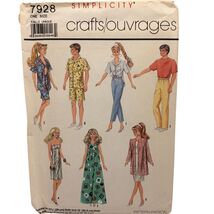 Simplicity 7928 Sewing Pattern For Barbie Ken Dolls 30 Pieces Uncut - $9.60