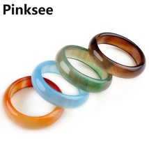 100pcs Natural Stone Ring Charm Round Natural Agates Finger Rings for Women Girl - £83.07 GBP