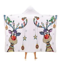 Mondxflaur Xmas Deer Hooded Throw Blanket for Living Room Loveseat Office Warm - £17.66 GBP+