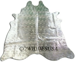 Silver Metallic Snake Cowhide Rug Size 7.5&#39; X 6&#39; Silver Metallic Snake Rug N-032 - £219.56 GBP