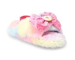 NEW Girls JoJo Siwa Plush Faux Fur Bow Slippers Pink Rainbow Slingback s... - $9.95
