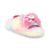 NEW Girls JoJo Siwa Plush Faux Fur Bow Slippers Pink Rainbow Slingback s... - £7.81 GBP