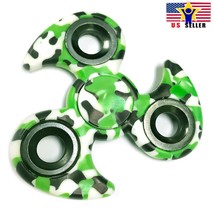 Pinwheel Tri Three Sides Arm Ceramic Fidget Fast Spin Multi Green Camo A... - $5.39