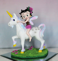 Lady Of Enchantment Pink Sweet Betty Boop Fairy With Rainbow Unicorn Figurine - £62.90 GBP