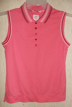 Excellent Womens Maggie Lane Coral Pink Sleeveless Knit Polo Shirt Size M - £18.37 GBP