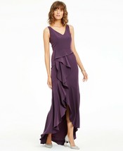 New Adrianna Papell Purple Ruffle Maxi Gown Dress Size 18 $179 - £77.87 GBP