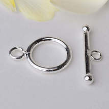 Solid 925 Sterling Silver Circle Toggle Clasp - £3.66 GBP+