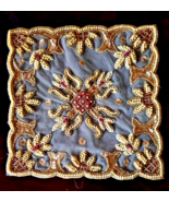 Antique Vintage Hand Made Lace Beaded Decorative Table Napkin - $942.28 MXN