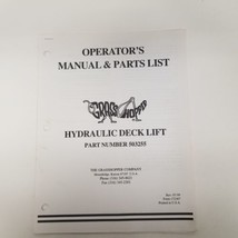 Grasshopper Hydraulic Deck Lift 503255 Operator&#39;s Manual &amp; Parts List - $12.82