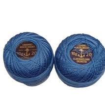 Glanzhakelgarn No 20 10g Crochet Thread Cordonnet Blue 131 Lot of 2 W. Germany - £14.57 GBP