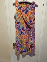 Lauren Ralph Lauren Dress Sleeveless V Neck Ruffle Colorful Paisley Stre... - £21.96 GBP