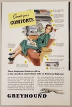 1949 Print Ad Greyhound Buses Happy Lady Passenger Relaxes on Bus - £10.74 GBP