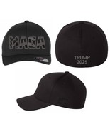 MAGA Make America Great Again Embroidered Hat with Flag &amp; Trump 2025 Bla... - $29.99