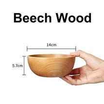 Healthy Beech/Jujube Dinnerware Solid Wooden Bowls for Rice, Soup, Popcorn, Frui - £13.97 GBP