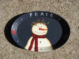   Wood Oval Plate  OPS-8 Snowman  - £2.75 GBP
