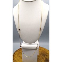 Tigers Eye Chips Station Necklace, Natural Gem Stone on Gold Tone Chain, Vintage - £28.61 GBP