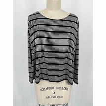 Comfy USA Boxy T-Shirt Sz S Black White Striped Long Sleeve Cropped Lage... - £25.01 GBP