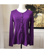 Lafayette 148 Purple Peplum Cardigan M - $46.08