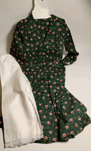 Handmade Dress - Prairie - Green - Girl&#39;s or Doll - 26&quot; Long - Pantaloon - $26.72