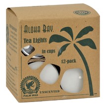 Aloha Bay - Palm Wax Tea Lights With Aluminum Holder - 12 Candles - £10.28 GBP