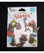 Cousin DIY silver tone Christmas Charms 7 pcs NEW - £4.32 GBP