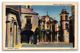 Cathedral Square Plaza de la Catedral Havana Cuba UNP Linen Postcard J19 - £2.25 GBP