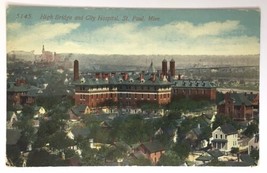 High Bridge and City Hospital St. Paul Minnesota Birds Eye View PC UP - £8.05 GBP