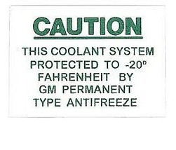 1955-1962 Corvette Decal Cooling System Warning - £14.97 GBP