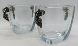2 Mid-Century Modern Strombergshyttan Danish Glass Vases Grape Cluster Handles  - £386.87 GBP