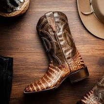 TUCSON Genuine Caiman Belly Skin Cowboy Boot from the Western CollectionStone Or image 12