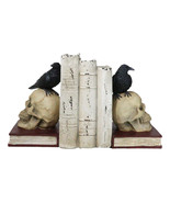 Ebros Raven Crow Perching On Skull with Ancient Book Bookends Set 7.5&quot; Tall - €41,95 EUR