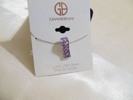 Giani Bernini 18&quot;Sterling Silver Purple Cubic Zirconia Pendant Necklace R305$110 - £32.34 GBP