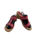 Born Børn Boc Womens Size 8 M Red Naiomi Leather Cork Heel Wedge Slip on... - $37.78 CAD