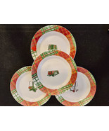 PAI Christmas Holiday Salad Plates (4) 8-1/8&quot; Plaid Christmas Plates - £27.73 GBP